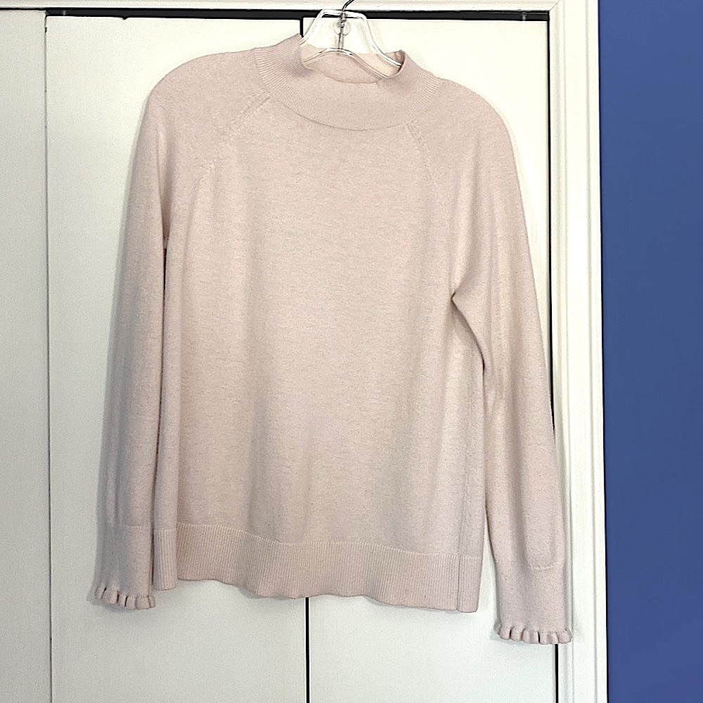 LOFT Soft Light Dusty Pink Mock Neck Sweater Sz M - Picture 11 of 11